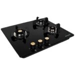 Faber Hob/Hobtop 3 Brass Burner Auto Electric Ignition Glass Top (Maxus HT603 CRS BR CI AI) Black ( 23- inch W _ 6- inch L ) 