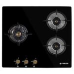 Faber Hob/Hobtop 3 Brass Burner Auto Electric Ignition Glass Top (Maxus HT603 CRS BR CI AI) Black ( 23- inch W _ 6- inch L ) 