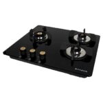 Faber Hob/Hobtop 3 Brass Burner Auto Electric Ignition Glass Top (Maxus HT603 CRS BR CI AI) Black ( 23- inch W _ 6- inch L ) 