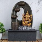 TRACKLITE Polyresin Table Top Indoor Outdoor Water Fall Fountain with LED Lights Home Decor Decoration Gift Gifting Items( 17-inch L  __ 11-inch W )