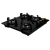 Faber Hob/Hobtop 4 Brass Burner Auto Electric Ignition Glass and Mild Steel Top (Maxus HT604 CRS BR CI AI) Black