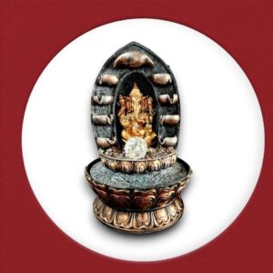 TRACKLITE 5 Steps Designer Brown Golden Ganesha Water Fountain with Golden LED Light (17 - inch L - 11- inch W )