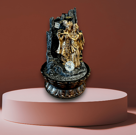 TRACKLITE Radha Krishna TableTop Water Fountain, Radha Krishna Ji Fountain For Home Decor, Indoor Outdoor Water Fountain With LED Light Water Fountain for Living Room, Table Decor, Bedroom, (16- inch L - 10- inch W )