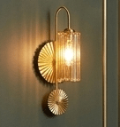 LED Antique Gold Finish Column Wall Lamp | Modern Art Deco Sconce Light with Pleated Round Base | Luxury Vertical Fixture (50cm) Warm White