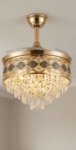 Ceiling Fan with Chandelier with 6 Speeds, Remote Control, Color Changing Lights, 36" Diameter with K9 Crystals (7620 GOLD)