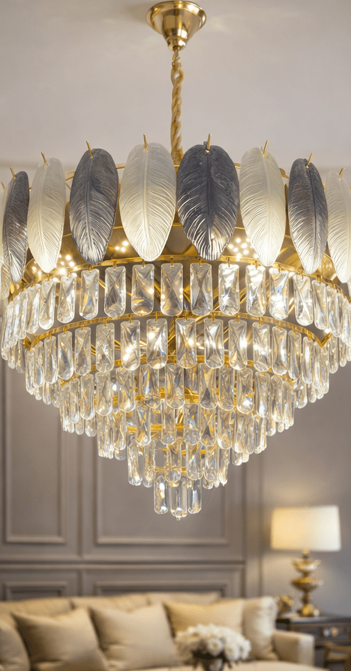 Chandelier for Living Room & Hall | Round Ceiling Light Jhumar/Jhoomer Show Light for Home Decoration | Stylish Hanging Ceiling Fixture (600 mm)