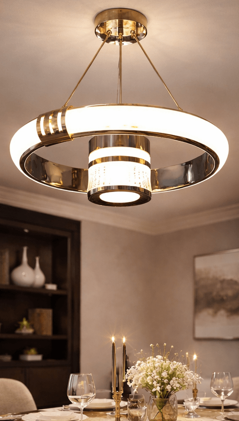 Living Room Ring Chandelier New Simple Elegant Light Luxury Restaurant Main LampModern,3color dim-40+60cm