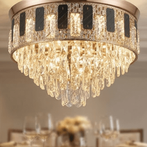 Crystal Ceiling Fan Chandelier Luxury 42 Inch Gold Retractable Light LED 3 Color Setting Control with Remote - Warm White_42 inchs_Full Golden