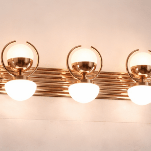 Gold Bathroom Light Fixtures, 2-Light Gold Vanity Light with Unique White Frosted Glass Shade