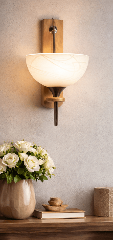 AFAST Stylish Compliable Designer Glass Wall Lamp/Night Lamp, Black, White, 9.5 x 9.5 x 19 CM- N140