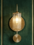 LED Antique Gold Finish Column Wall Lamp | Modern Art Deco Sconce Light with Pleated Round Base | Luxury Vertical Fixture (50cm) Warm White