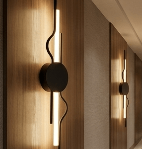 LED Wall Lamp | Artistic Wall Light with Vertical Rod & Flowing Curve Design | Decorative Wall Sconce for Living Room & Bedroom | 3-Color Contemporary Wall Mount Fixture