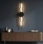 LED Wall Lamp | Artistic Wall Light with Vertical Rod & Flowing Curve Design | Decorative Wall Sconce for Living Room & Bedroom | 3-Color Contemporary Wall Mount Fixture