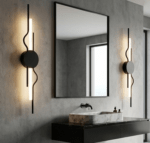 LED Wall Lamp | Artistic Wall Light with Vertical Rod & Flowing Curve Design | Decorative Wall Sconce for Living Room & Bedroom | 3-Color Contemporary Wall Mount Fixture