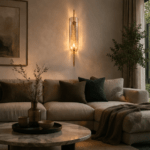 Gold Long Glass Wall Light Modern Copper Metal for Living Room, Bedroom, Dining Area, Café, Bar, Restaurant & Home Décor (Amber Gold)(Bulb Not Included)