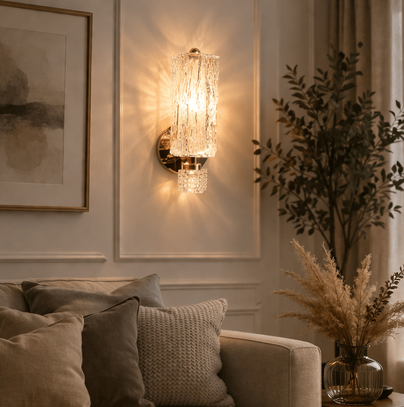 Wall Light Modern Brass Wall Sconce Wall Lights with Hammered Glass Copper Living Room Lamp Fixture LED Wall Mounted Decor Lighting Compatible with Bedroom Bedside Hallway Bedside Decor Lamp ,Chandeli