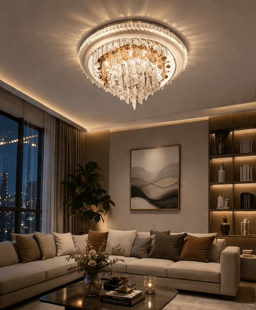 LED Ceiling Light Crystal Chandelier Jhoomer Lighting Fixture Modern Pendant Lamp for Hall, Living & Dining Bedroom (63 watts, Stainless Steel)