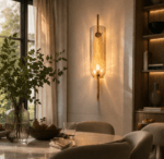 Gold Long Glass Wall Light Modern Copper Metal for Living Room, Bedroom, Dining Area, Café, Bar, Restaurant & Home Décor (Amber Gold)(Bulb Not Included)