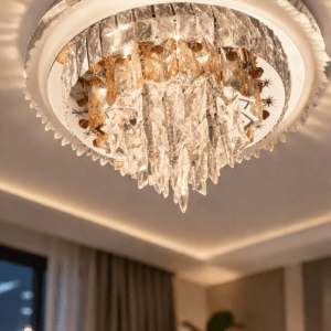 LED Ceiling Light Crystal Chandelier Jhoomer Lighting Fixture Modern Pendant Lamp for Hall, Living & Dining Bedroom (63 watts, Stainless Steel)