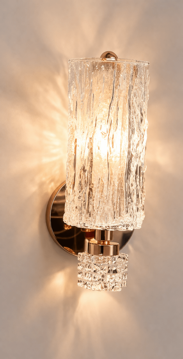 Wall Light Modern Brass Wall Sconce Wall Lights with Hammered Glass Copper Living Room Lamp Fixture LED Wall Mounted Decor Lighting Compatible with Bedroom Bedside Hallway Bedside Decor Lamp ,Chandeli