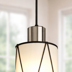 5.4"×7.9" Pendant Lights - Matte Black Kitchen Island Lights, Modern Cylindrical Pendant Light Fixtures with Frosted Glass, Foyer Lighting