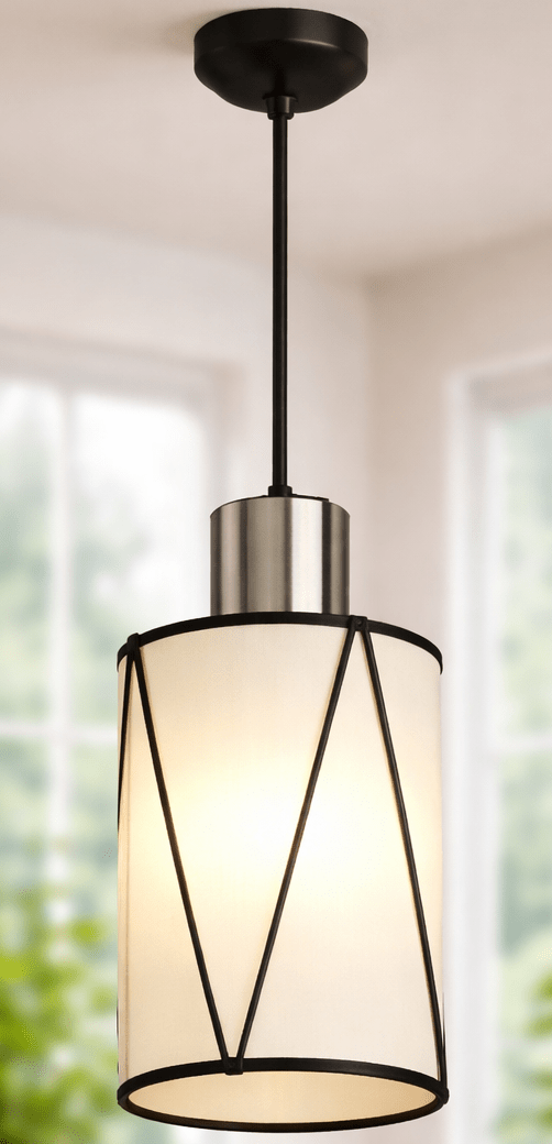 5.4"×7.9" Pendant Lights - Matte Black Kitchen Island Lights, Modern Cylindrical Pendant Light Fixtures with Frosted Glass, Foyer Lighting