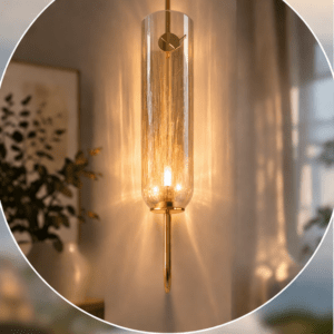 Gold Long Glass Wall Light Modern Copper Metal for Living Room, Bedroom, Dining Area, Café, Bar, Restaurant & Home Décor (Amber Gold)(Bulb Not Included)