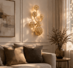 Decor Accents Metal Gold Finish Luxury Wall Lamp with Five Lights Points Pack of 1