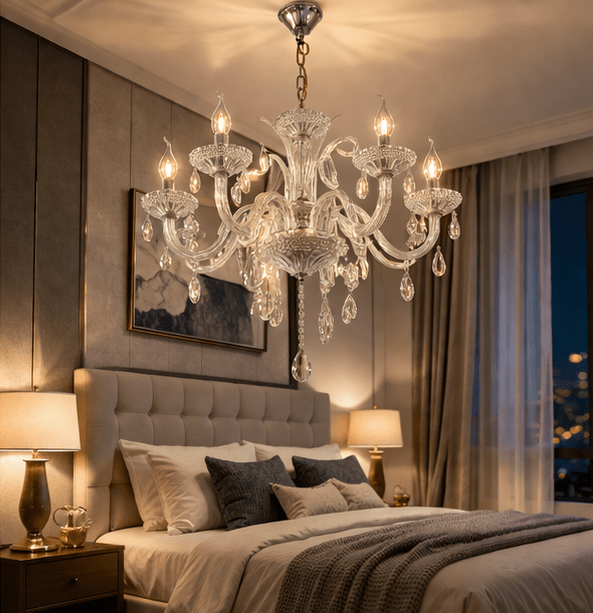 DREAMY DESIGNS Italian Chandelier Antique Lights for Ceiling Contemporary Cream (S) Shap | Chandeliers for Living Room 6 LED Light Pendant Lamp with Bulb Modern Jhumar for Home, Bedroom & Dining Room