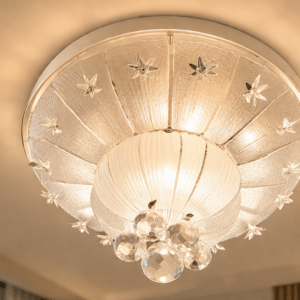 Crystal Ceiling Light with Bluetooth Speaker, RGB Remote Control, 40cm Length, 35cm Height, Stunning Flower Design, Modern LED Chandelier for Living Room, Bedroom, or Dining Room