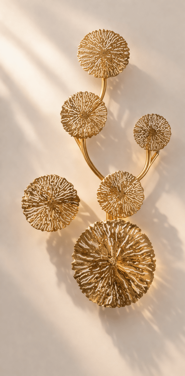 Decor Accents Metal Gold Finish Luxury Wall Lamp with Five Lights Points Pack of 1