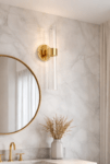 Gold Wall Sconces Set of 2, Hardwired Bathroom Vanity Light Fixture, Brass Sconce Wall Lighting, Modern Wall Light Set of Two, Cylinder Lamp for Bathroom Mirror Hallway Bedroom (Bulbs Required)
