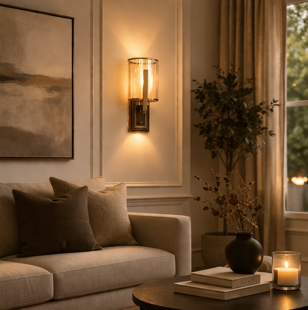 ELIANTE Metal Wall Light Gold Wall Mount Glass Sconce Decorative Night Wall Light for Living Room, Bedroom, Dining Room, Kitchen