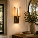 ELIANTE Metal Wall Light Gold Wall Mount Glass Sconce Decorative Night Wall Light for Living Room, Bedroom, Dining Room, Kitchen