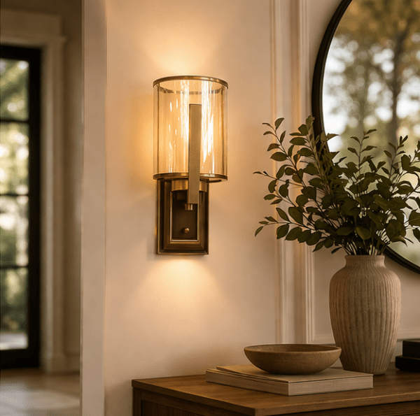 ELIANTE Metal Wall Light Gold Wall Mount Glass Sconce Decorative Night Wall Light for Living Room, Bedroom, Dining Room, Kitchen