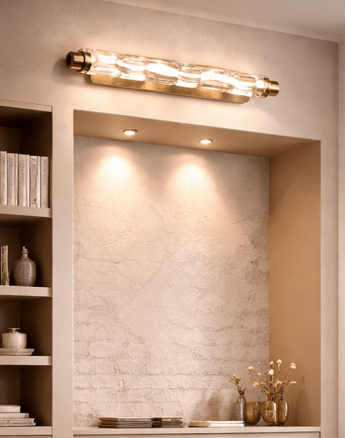 Glass Wall Light Fixture, Bathroom Vanity Lights Beside Mirror Lighting Lamps Up And Down Wall Mounted Light E14 Socket Wall Lamps For Living Room, Hotel, Dining Room-Gold-Double head