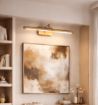 KDG LED Cordless Wall Picture Light with Remote, 5200mAh Rechargeable Dimmable Art Lighting, Adjustable Swing Arm, Picture Frame Light for Gallery, Living Room, Hallway, 16.3 inch, Gold